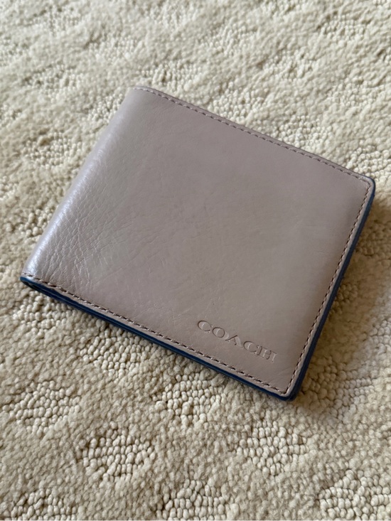 Coach Other - Coach Men’s Bifold Wallet in Light Taupe with Navy Edge
